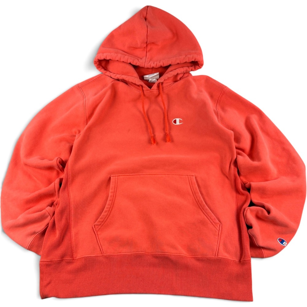 Champion Reverse Weave Garment Dyed Hoodie Sz L Coral Craze Pullover Sweatshirt